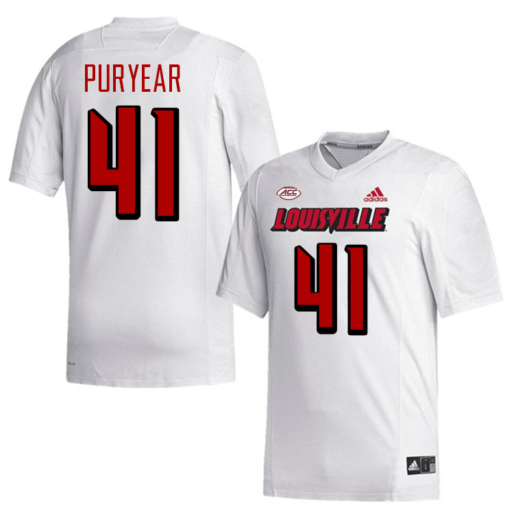 Men #41 Ramon Puryear Louisville Cardinals College Football Jerseys Stitched-White